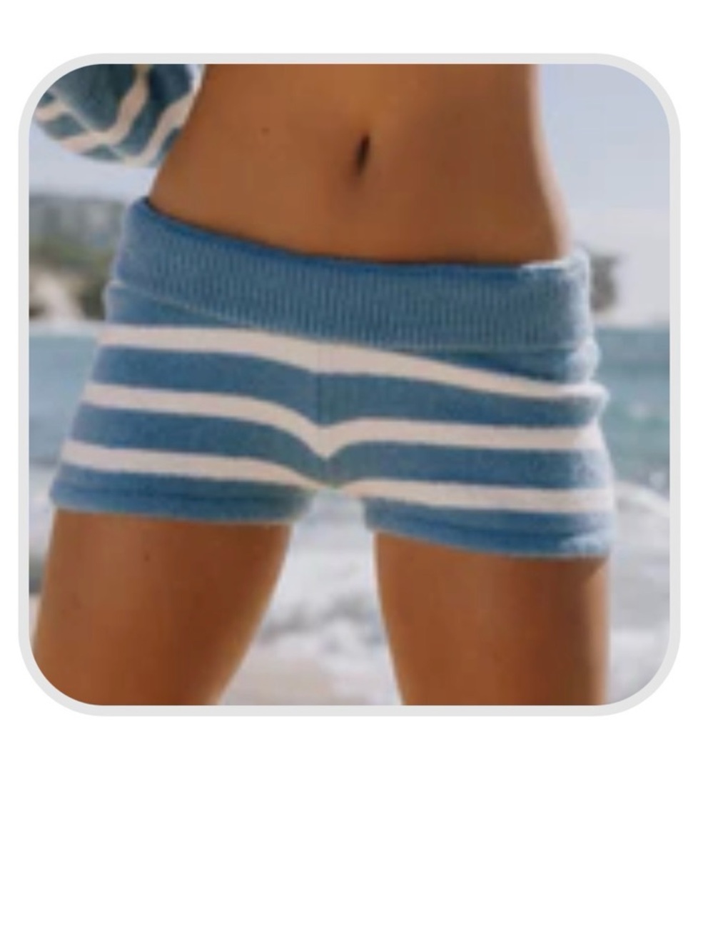 Daily Drills Blue and White Striped Women’s Knit Shorts